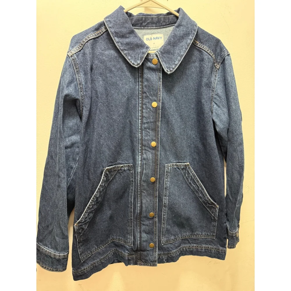 Women's Old Navy Blue Jean Jacket M with Gold Buttons - Picture 1 of 3